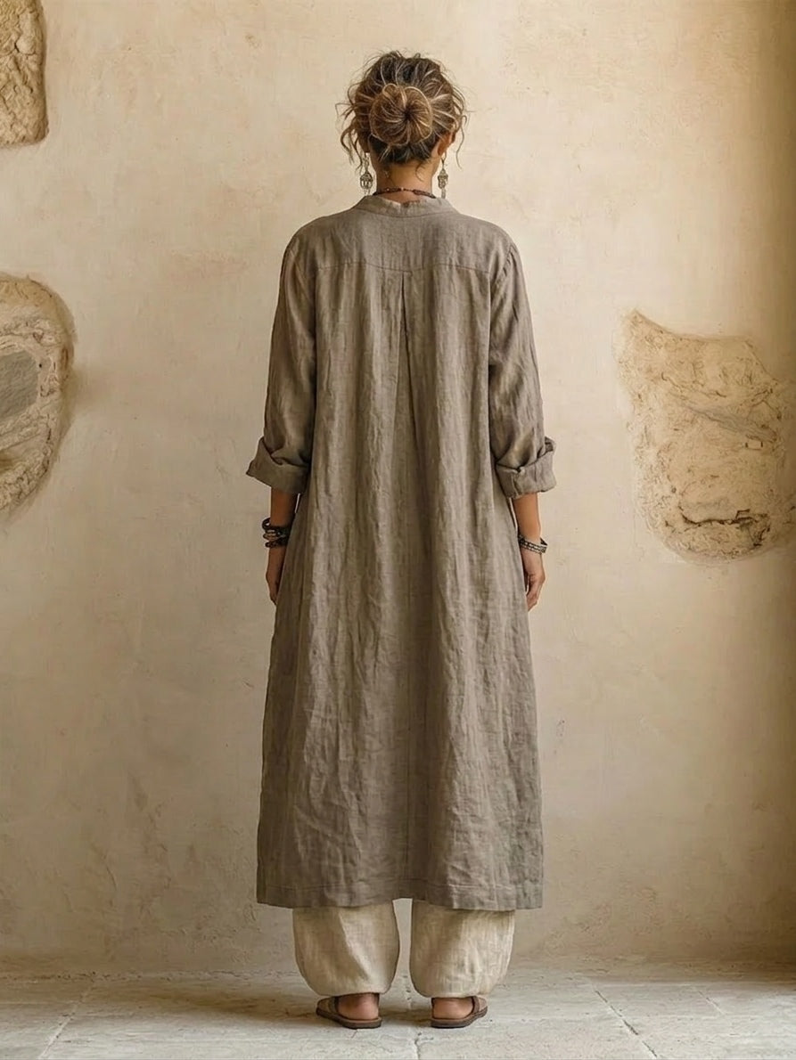 Patrizia | Completo Tre Pezzi in Misto Cotone e Lino, Naturale