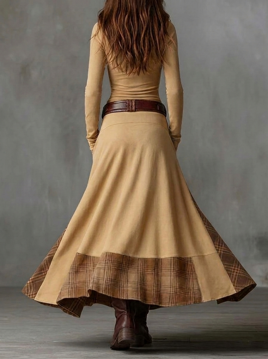 Cordelia | Abito Maxi in Suede con Cintura