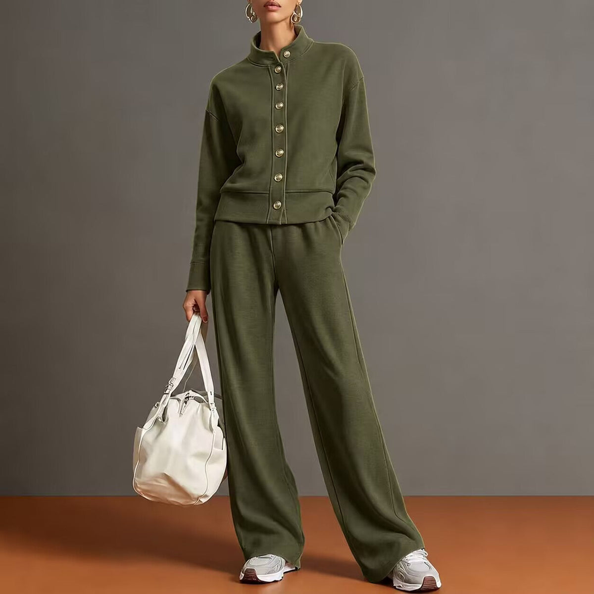 Minerva | Completo in Maglia con Collo Alto e Pantaloni a Gamba Larga