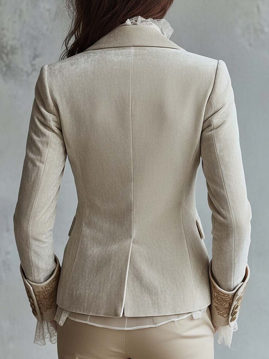 Constance | Blazer in Velluto Ricamato, Beige