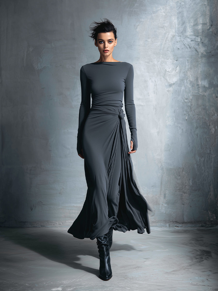 Naomie | Maxi-abito con Nodo in Seta