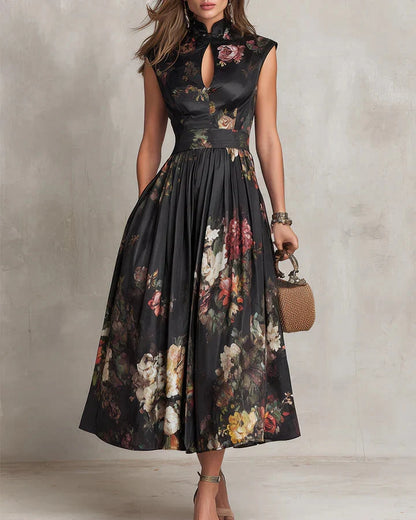 Madeline | Vestito Midi in Raso Plissettato Floreale