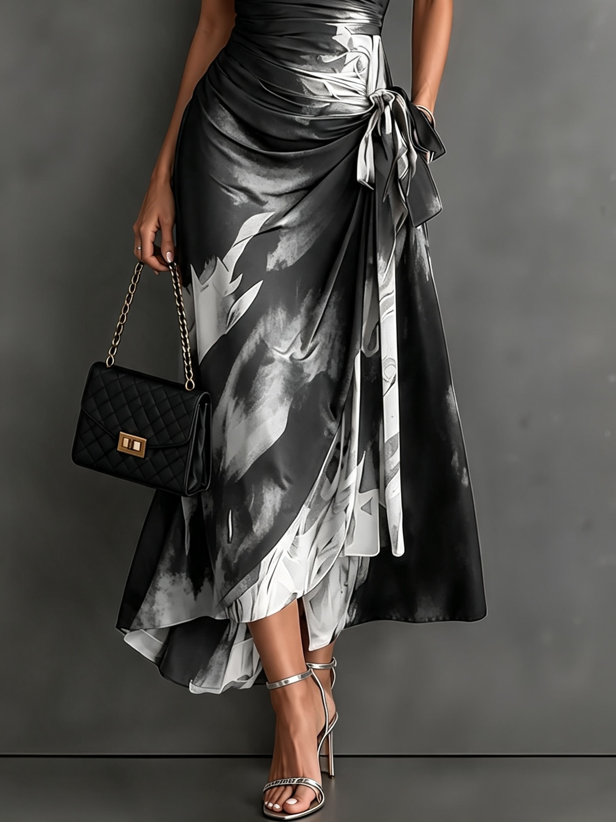 Perla | Vestito Midi Avvolgente Astratto con Collo