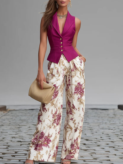 Petra | Completo Gilet e Pantaloni Floreale