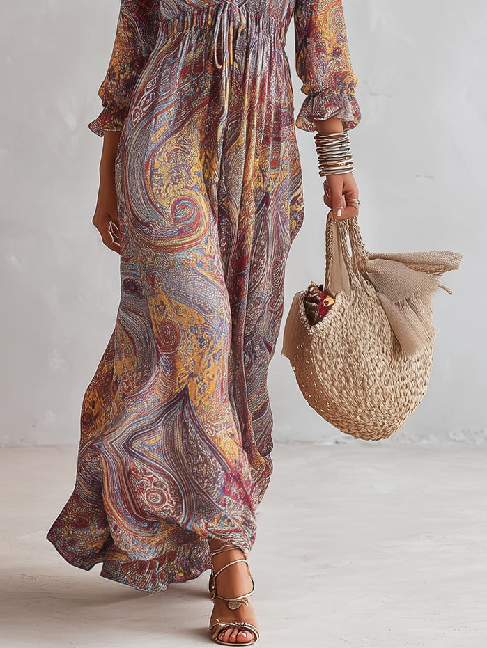 Amara | Vestito Paisley con Scollatura a V