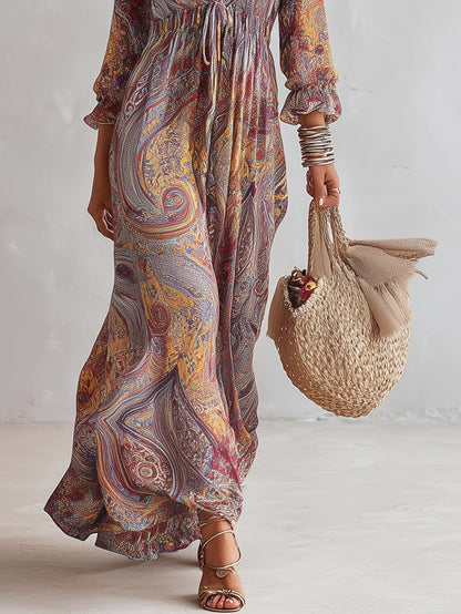 Amara | Vestito Paisley con Scollatura a V