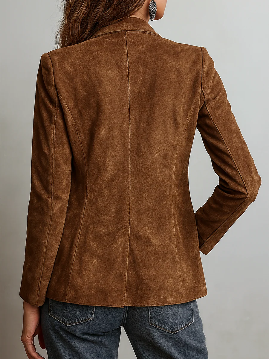 Adeline | Blazer Vintage in Scamosciato, Marrone