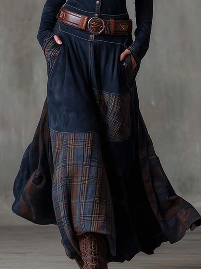 Beatrice | Abito Maxi in Suede con Cintura