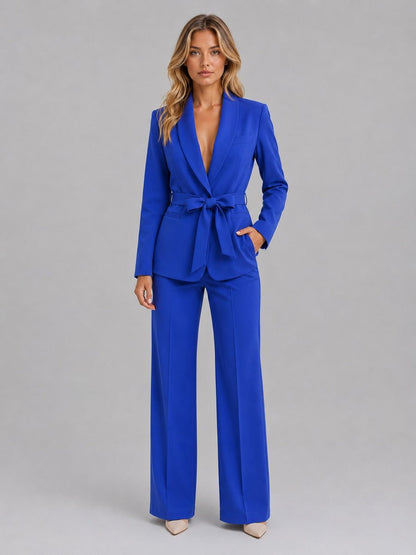 Genziana | Completo Due Pezzi con Blazer Collo a Scialle e Cintura in Vita