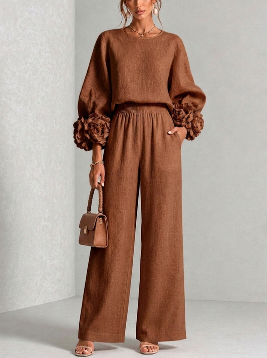 Terra | Completo Ampio a Manica a Palloncino con Fiori