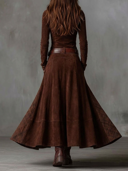 Nina | Abito Maxi in Suede con Cintura