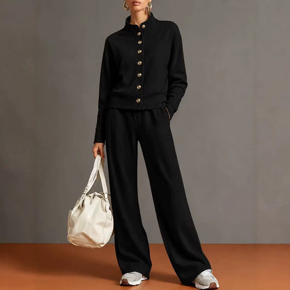 Alba | Completo in Maglia con Collo Alto e Pantaloni a Gamba Larga