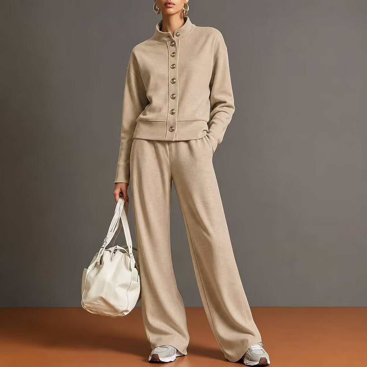 Alba | Completo in Maglia con Collo Alto e Pantaloni a Gamba Larga