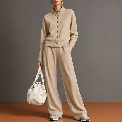 Alba | Completo in Maglia con Collo Alto e Pantaloni a Gamba Larga