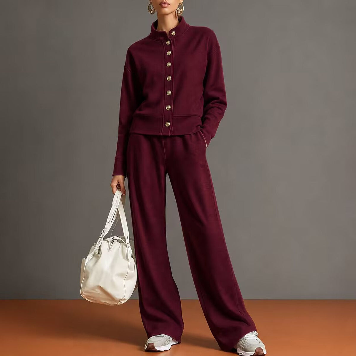 Alba | Completo in Maglia con Collo Alto e Pantaloni a Gamba Larga