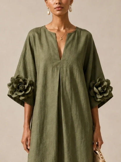 Marie | Vestito Midi con Maniche Floreali Imponenti